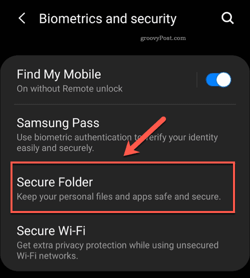 Android Secure Folder menyalternativ
