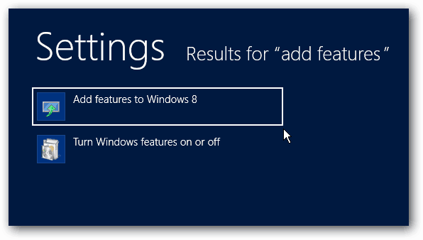 Legg til funksjoner i Windows 8