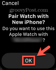 Apple Watch bekrefter sammenkoblingen