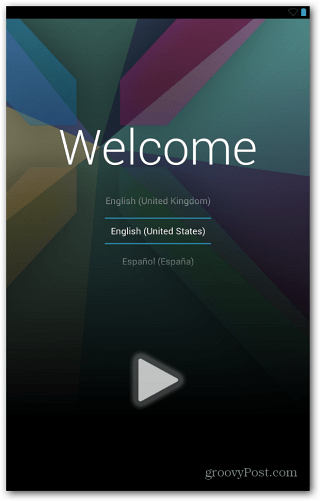 Nexus 7 velkomstskjerm
