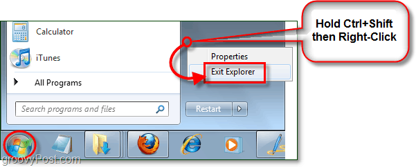 hvordan du starter explorer i Windows 7 uten å starte på nytt
