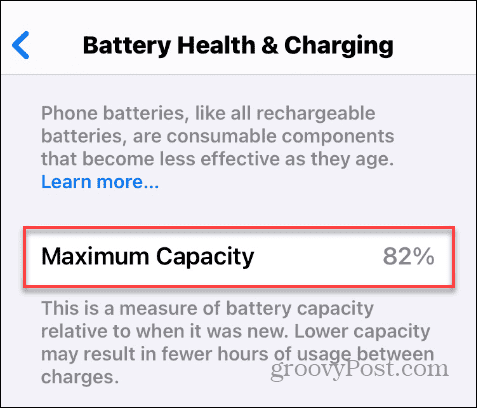 Maksimal kapasitet på batteriet