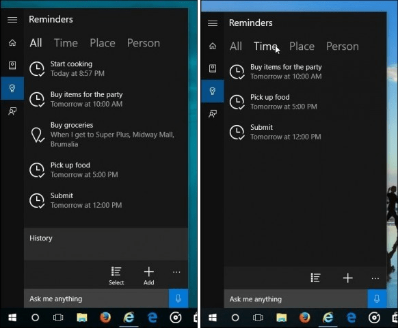 Windows 10 Cortana: Lag tid, stedsbaserte påminnelser