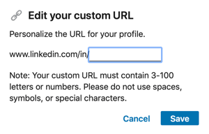 Rediger LinkedIn URL, trinn 2.