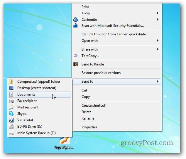 Windows 7 Høyreklikkmeny: Legg til Kopier og flytt til mappekommandoer