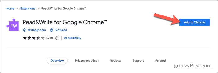 Legger til Les og skriv-utvidelsen til Google Chrome
