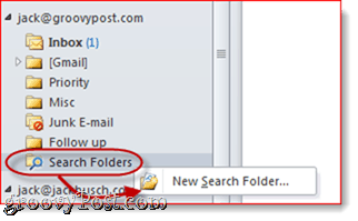 Outlook 2010 søkemapper