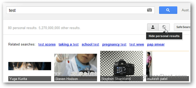 google bilder personlige resultater