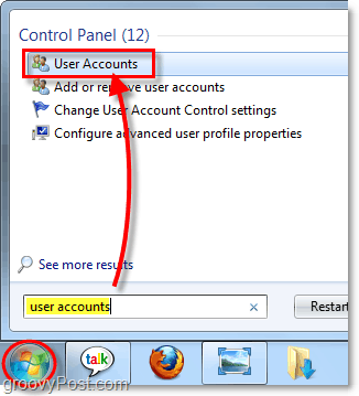 få tilgang til brukerkontoer i Windows 7