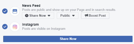 Hvordan krysse innlegg til Instagram fra Facebook på skrivebordet, trinn 1, sørg for at du kan legge ut på Instagram fra Facebook