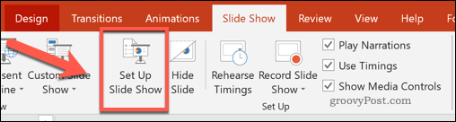Knappen Sett opp lysbildefremvisning i PowerPoint