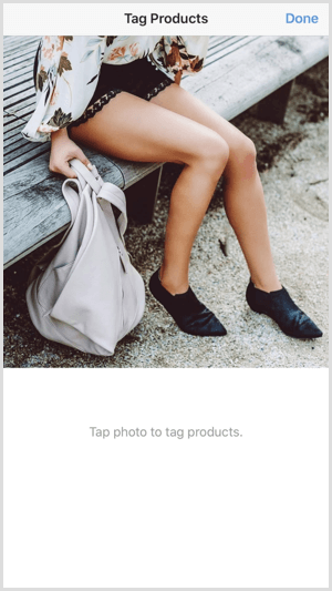 Instagram shoppable post tag produkter trykk plassering