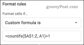 En COUNTIFS-formel i Google Sheets