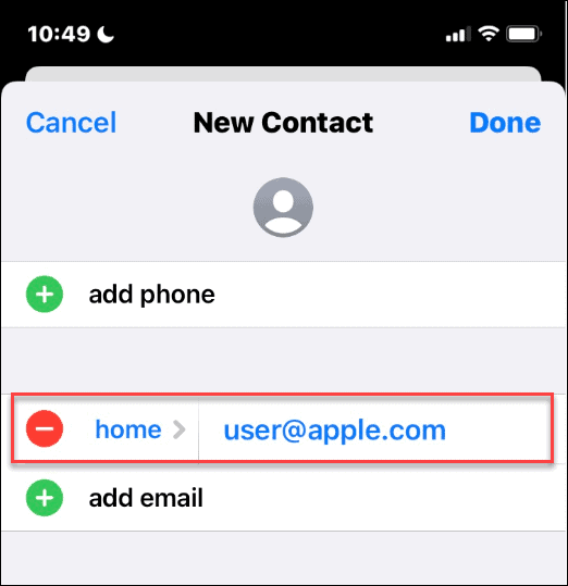 Apple ID i kontaktlisten