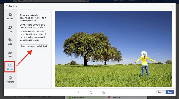 Facebook tillater nå brukere å overstyre automatisk generert alt-tekst for bilder som er lastet opp til nettstedet.