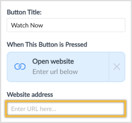 Skriv inn URL-en for ditt Facebook live eller webinar.