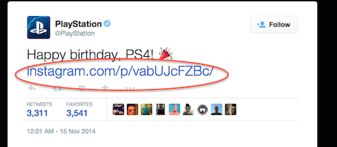 playstation tweet med instagram link