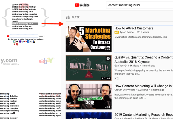 Soovle YouTube søkeord forskning trinn 3 topp video resultat.