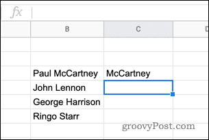 Uttrukket tekst i Google Sheets