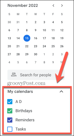 google kalender velg kalendere
