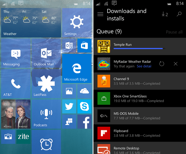 Windows 10 Mobile Build 10149 Visual Tour av nye funksjoner
