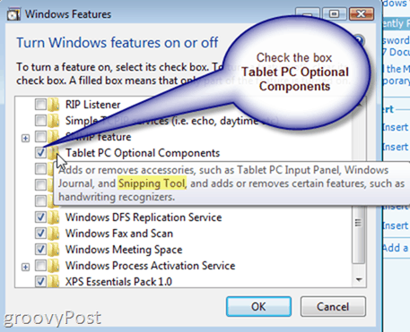 Aktiver eller installer Windows Vista Snipping Tool