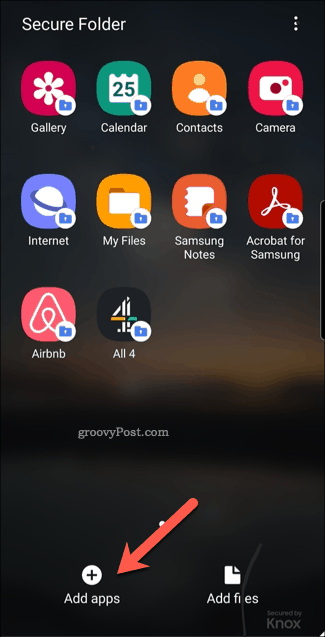 Android Secure Folder-ikonet for å legge til apper