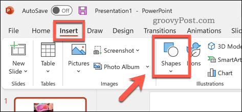 Sette inn en form i PowerPoint