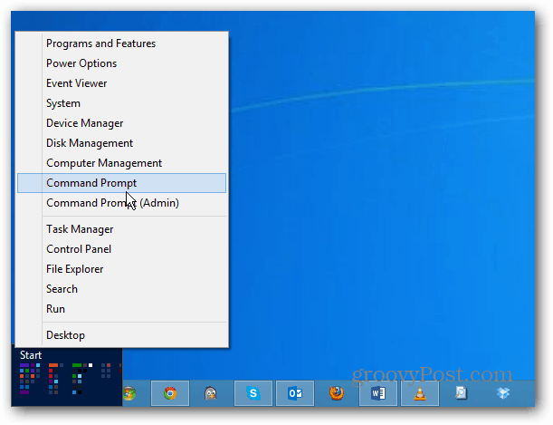 Windows 8 strømmeny