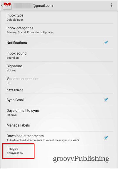 Gmail Android eksterne bilder