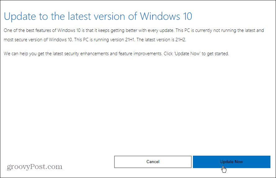 oppdatere til siste versjon av Windows 10