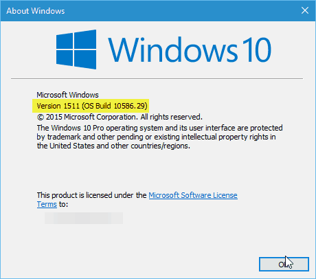 Windows 10 versjon 10586.29