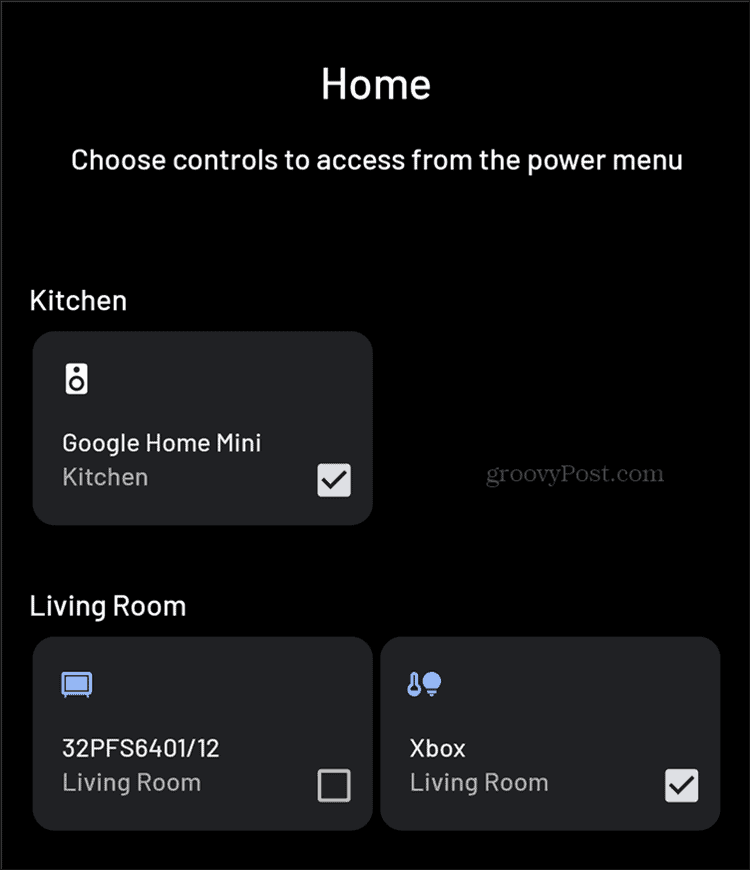 Android Smart Home-kontroller legger til meny