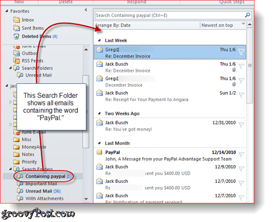 Hvordan lage og bruke søkemapper i Outlook 2010