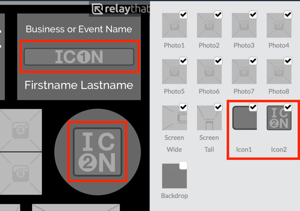 Last opp logoen din til ikon1- eller ikon2-miniatyrbildet i RelayThat.