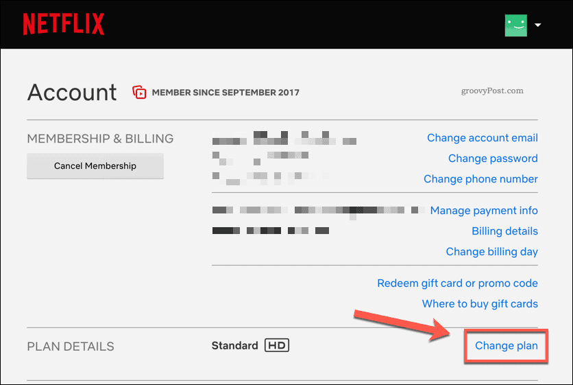 Endrer Netflix-abonnementsplan