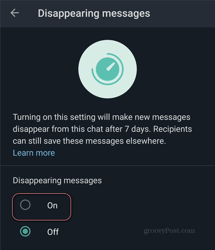 WhatsApp forsvinner meldinger aktivert