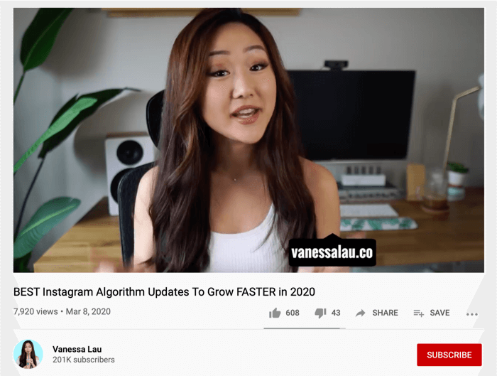 Vanessa Lau YouTube-videodeling av Instagram-håndtak