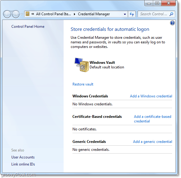 et samlet blikk på Windows 7-legitimasjonshåndteringshvelv