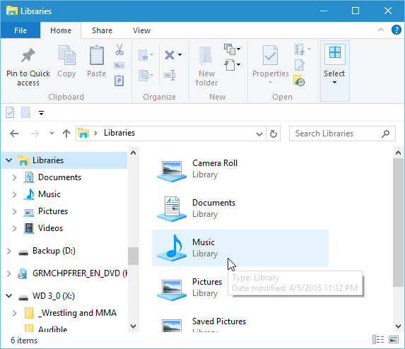 biblioteker file explorer