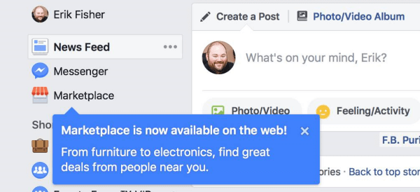 Facebook Marketplace er nå tilgjengelig på skrivebordet.