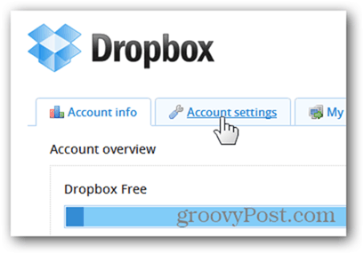 dropbox-kontoinnstillinger-fanen