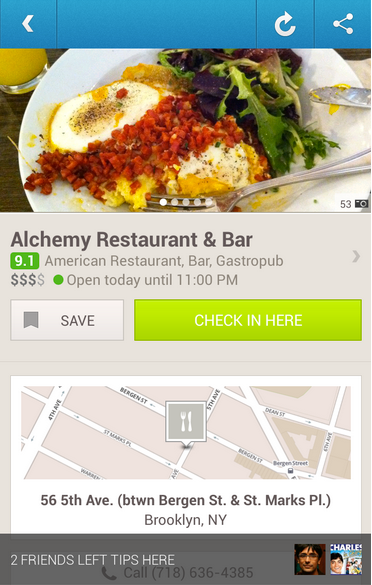 Foursquare Android-oppdatering