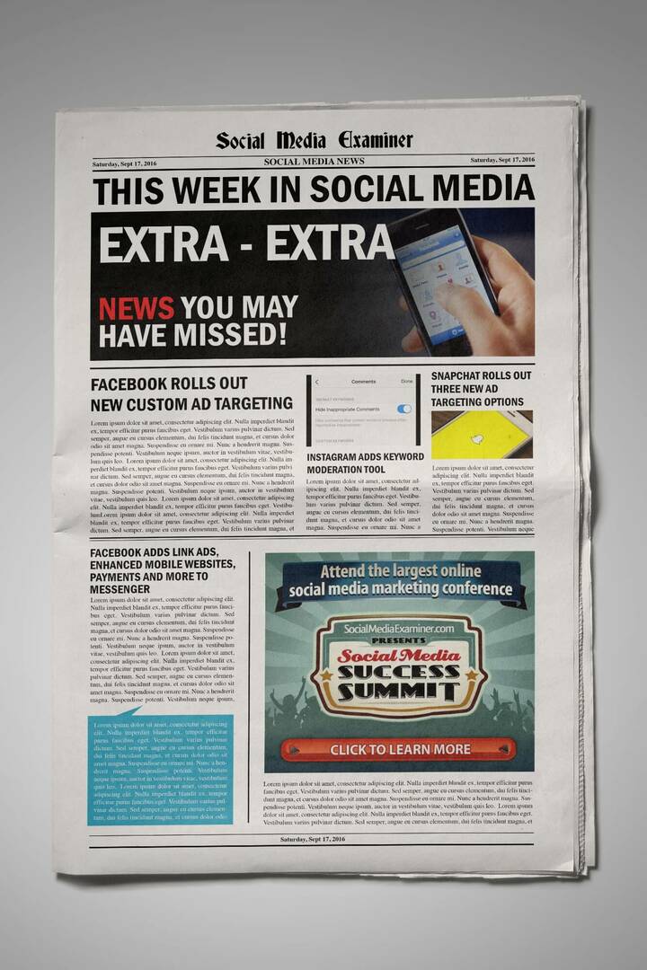 Facebook Tilpassede målgrupper målretter nå seere på lerretannonser: Denne uken i sosiale medier: Social Media Examiner
