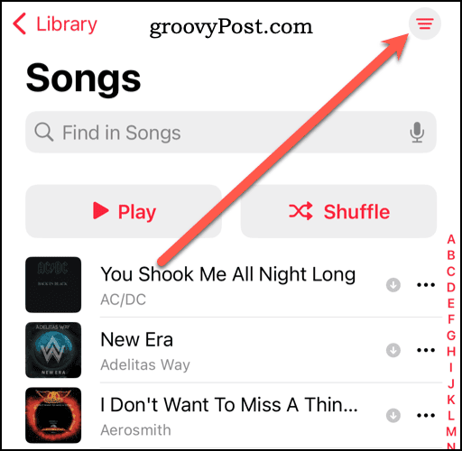 Flere alternativer-ikonet i Apple Music-biblioteket