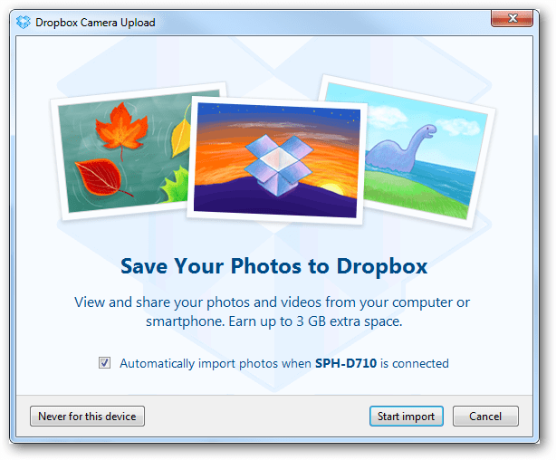 Deaktiver automatisk lagring av bildene dine i Dropbox