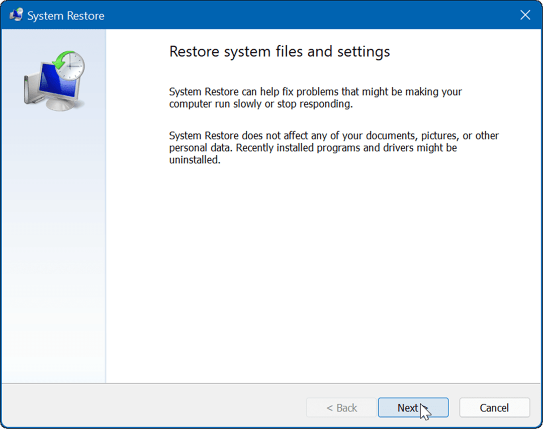 Opprett et gjenopprettingspunkt på Windows 11