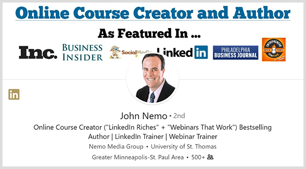 John Nemo brukte sin LinkedIn-profil for å finne nye kunder.