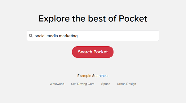 Pocket Explore foreslår innhold basert på interessene dine.