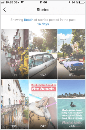 Se Instagram Stories Reach data i Instagram Analytics.